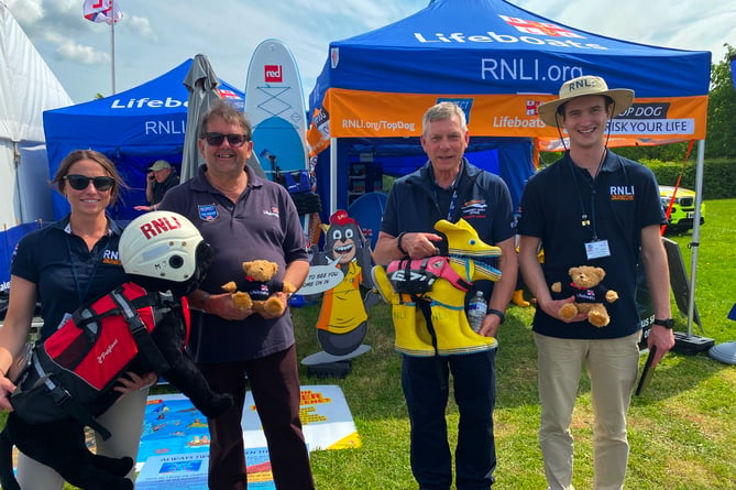 Elsie, Simon, Dave and Ben on the RNLI stand at the Devon County Show. They were highlighting their campaign to keep paddleboarders safe. 
Picture: Nick Knight (18-5-23)
