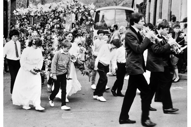 A photograph from Lustleigh’s May Day festivities in 1970