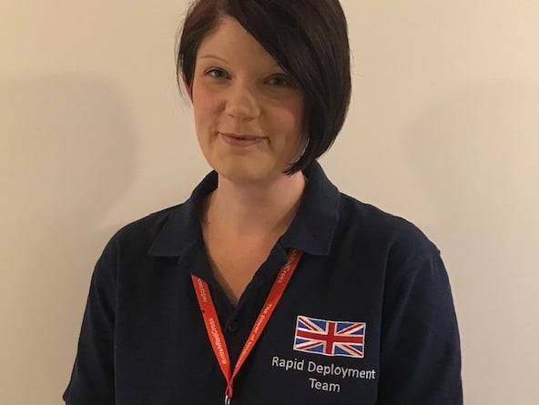 Red Cross volunteer Kate Bedding, 41, from Devon, has returned home after supporting people evacuated from Sudan.  Picture: Red Cross (22-5-23)