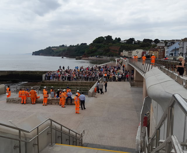 Crowds gathered to walk the new £80million sea wall