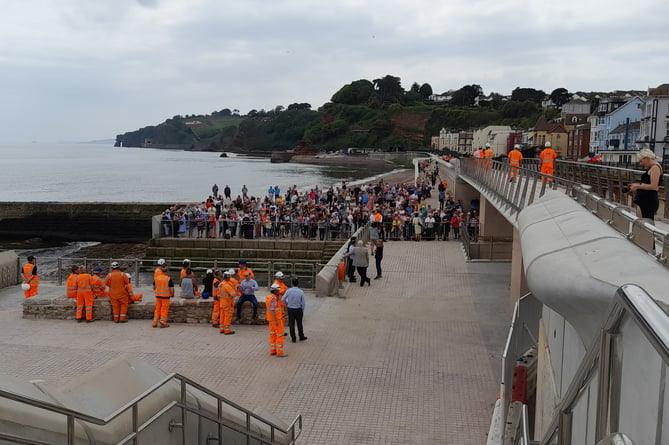Crowds gathered for the opening of the £80million new Dawlish sea wall