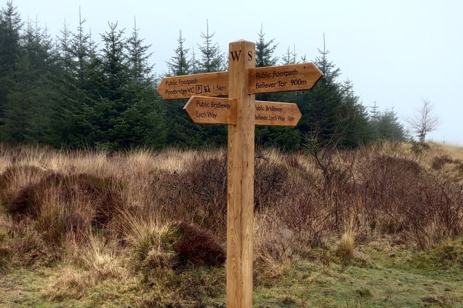 new four-way sign at Bellever Forest