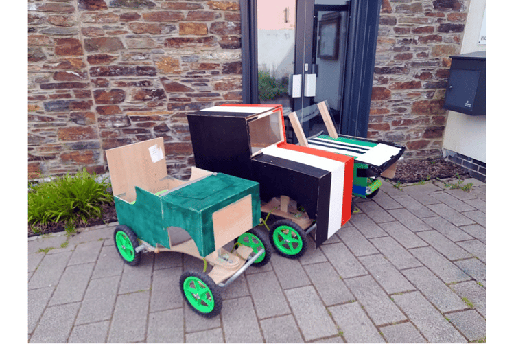 NEARLY FINISHED: The trio of karts lined up.