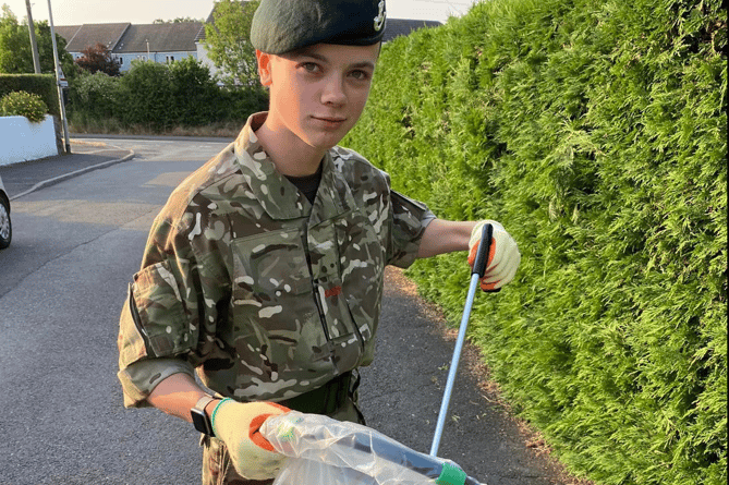 Bovey Tracey Army Cadet litter pick in Chudleigh Knighton