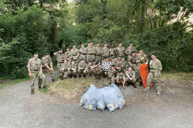 Bovey Tracey Army Cadet litter pick in Chudleigh Knighton