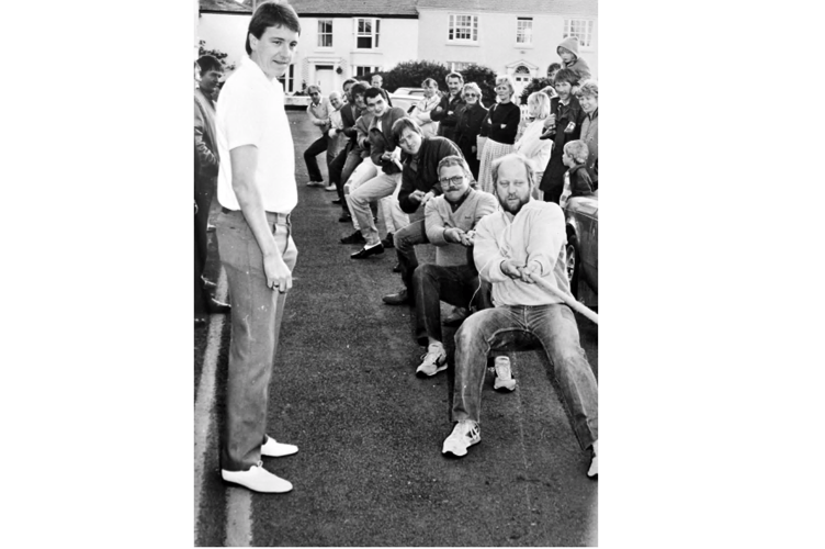 Tug of war action from the London Inn team