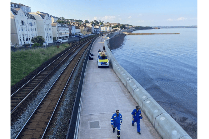 Coastguards check out access on Dawlish’s new sea defences