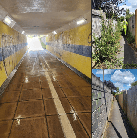 Newton Abbot Town Council's Facilities Maintenance officers deep clean subway at Penn Inn Roundabout