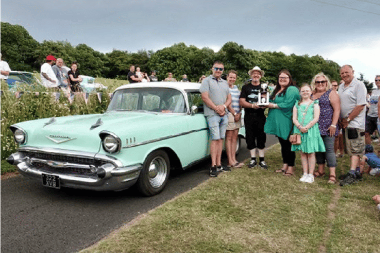 Chosen by the Mayor of Dawlish for its classic looks and fresh mint colour was the 57 Chevy Bel-Air