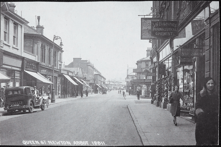 Queen Street, looking at J H Bibbings, Pharmaceutical Chemist, the pedestrian in the foreground is Mrs Christiana Ditchburn