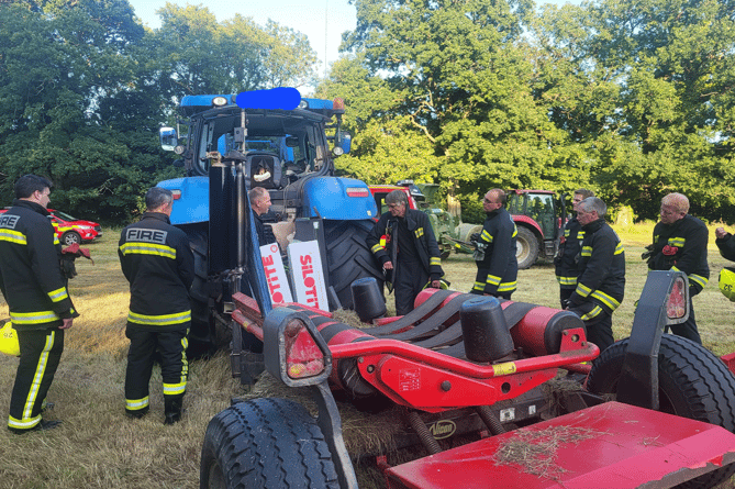 Chagford firefighters training with farming machinery 