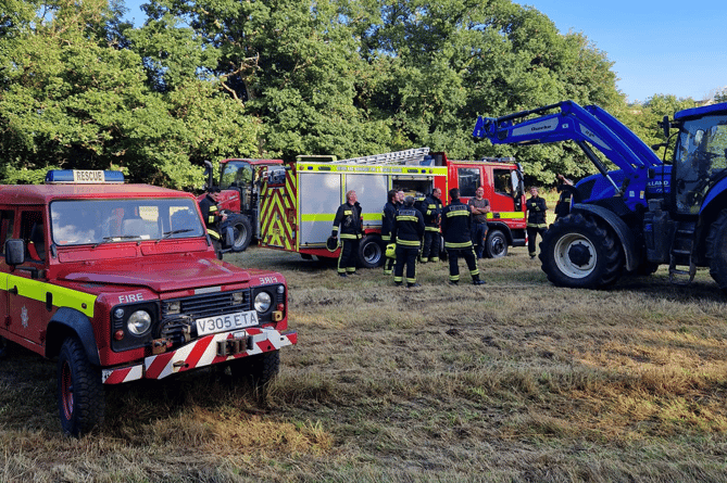 Chagford firefighters training with farm machinery 