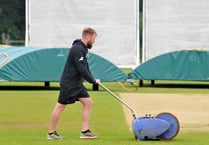 Firefighter on firefighter action in exhibition cricket match 