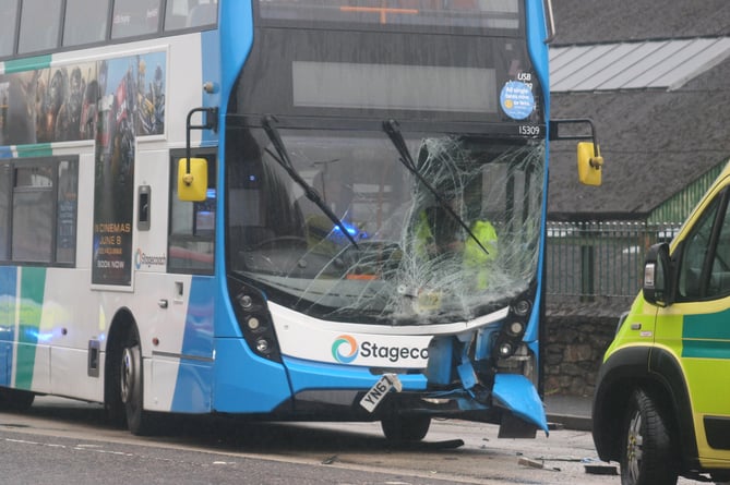 Bus crash in Newton Abbot