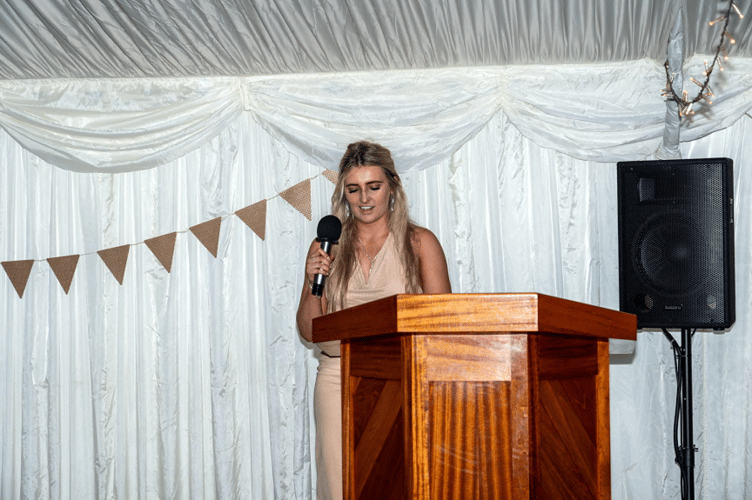 Annaliese Retallick gives her speech on the future of the club