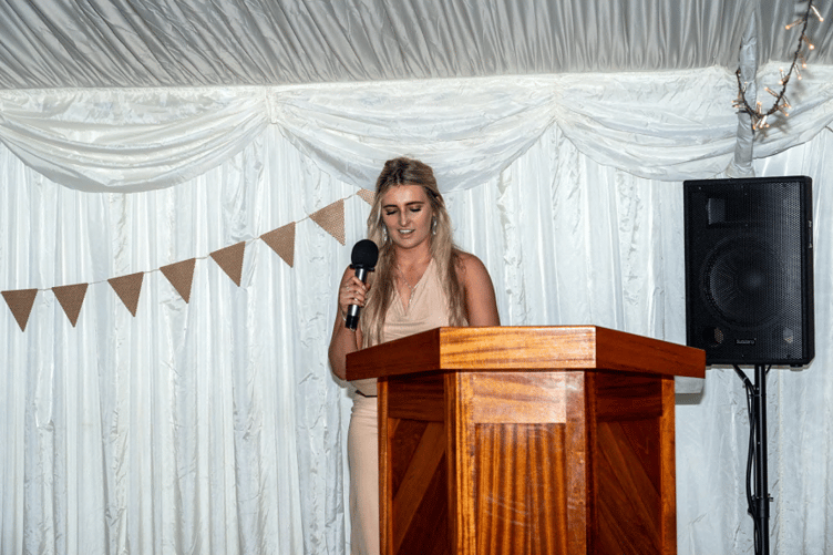 Annaliese Retallick gives her speech on the future of the club