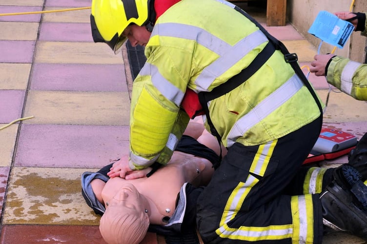 THE crew from Bovey Tracet Fire Station paid their second visit to the town’s outdoor pool last week for some specialist water orientated training. The crew worked alongside staff and lifeguards to rescue an unconscious casualty from open water using water rescue equipment, such as wading suits, flotation devices and throw lines, before performing CPR. A spokesman for Bovey Tracey Fire Station said: ‘We thank the staff at our local pool for allowing us to use their facilities for our drill night on two different occasions and look forward to working with them more in the future.’
