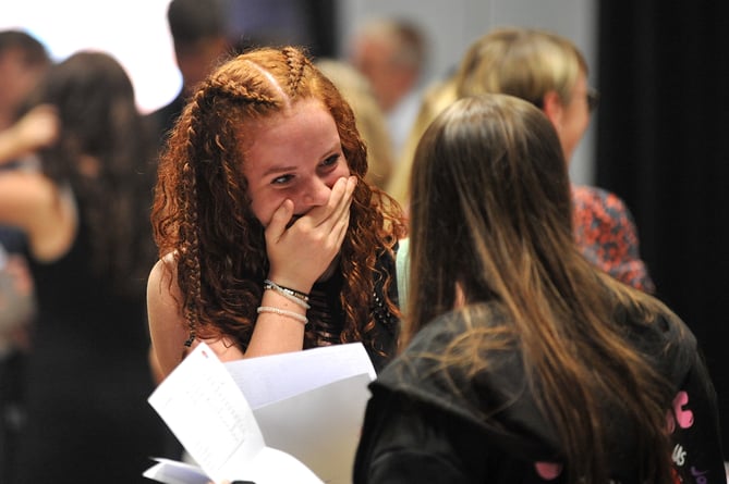 GCSE results day at Teign School in Kingsteignton. Tears of joy from Alex McCarthy-Mason as she opens the all-important envelope. 'They were better I expected and it's a releif that it's all done now,' she said.

