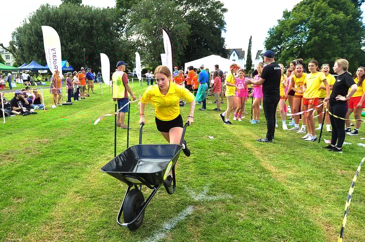 The Great Rotary Wheelbarrow Race in Newton Abbot's Courtenay Park