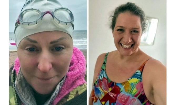 Claire Twitchin and her friend Liz ???? will today, Thursday, be taking on the 2023 Mencap Marvels Relay Channel Swim.Picture: Claire Twitchen (Aug 2023)
