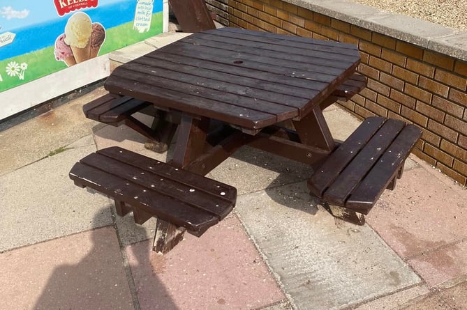 This bench was thrown into the sea at Teignmouth 