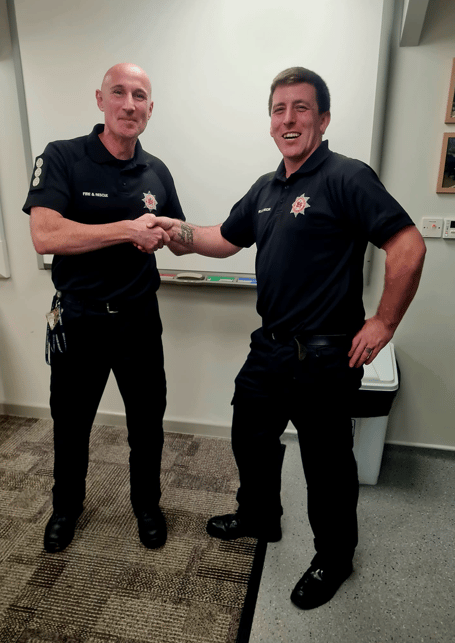 Jordan Reynolds, right, is now a fully competent firefighter with Buckfastleigh Fire Station
