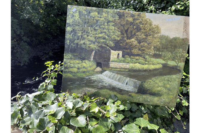 Richard Woollcombe mystery painting location. Iset below: a self portrait of the artist.