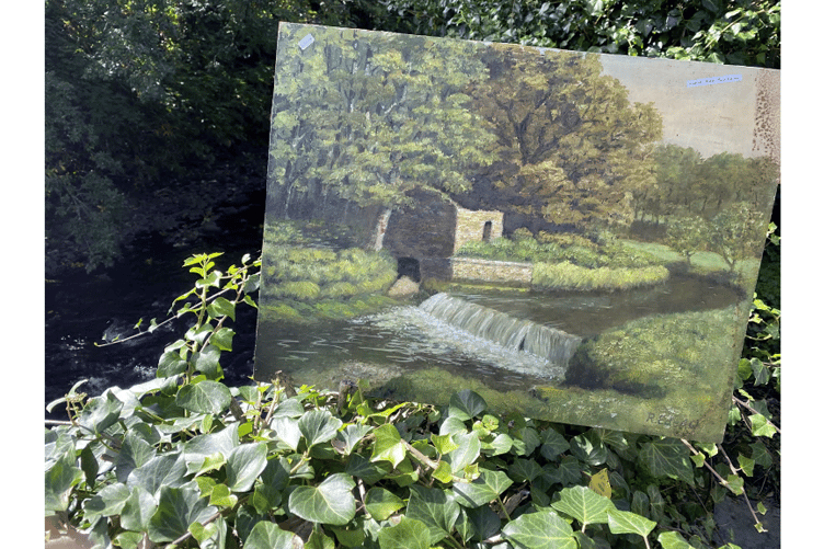 Richard Woollcombe mystery painting location. Iset below: a self portrait of the artist.