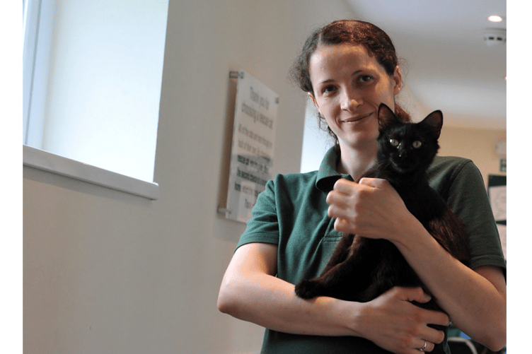 Animal Welfare Assistant Xanthe Lakin with Fluff