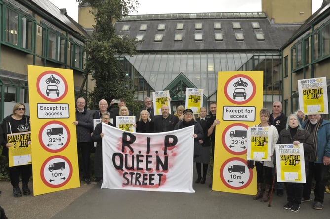 'Save Queen Street' campaigners protesting front Forde House of town centre scheme 
