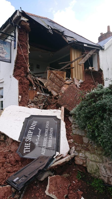 Wall collapses at popular Cockwood pub 