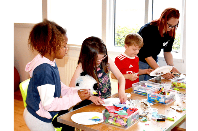 Youngsters enjoying a craft session at the centre.