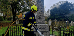 Buckfastleigh remembers... firefighters clean town's war memorial 