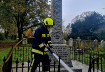 Buckfastleigh remembers... firefighters clean town's war memorial 