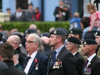 Large crowd surrounds Newton Abbot's war memorial for Remembrance Day