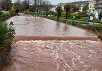 River level running high in Dawlish 