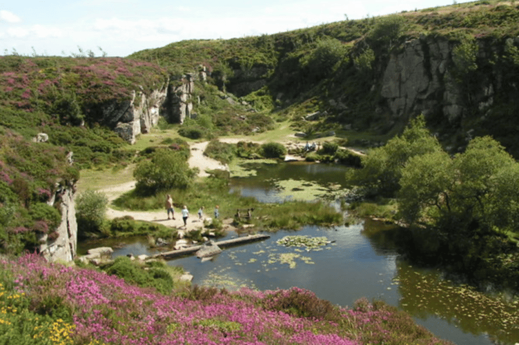 Haytor Quarry in the summer.