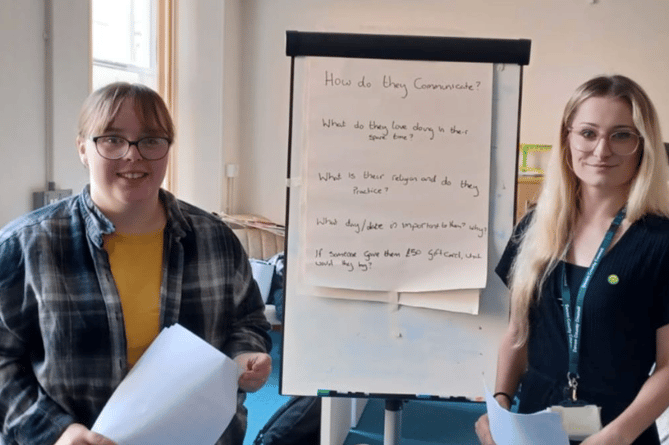 Emily and Aria, two of the young people delivering Total Respect training at Devon County Council