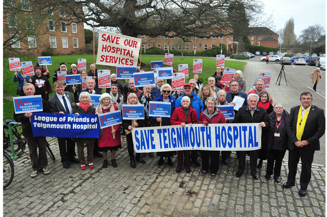 Save Teignmouth Hospital protest at County Hall, Exeter