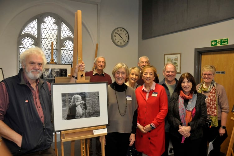 Photographer Chris Chapman, left, with Arts Society Teignbridge committee members