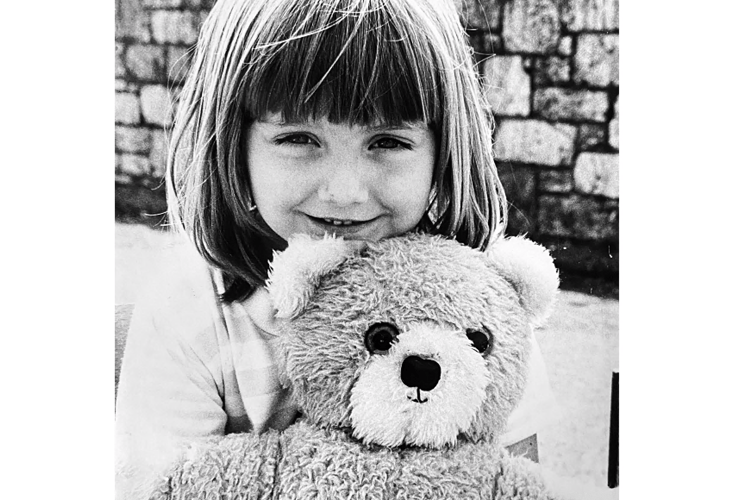 Joanne Osborne (4) and furry friend.