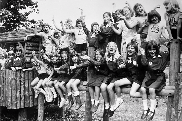 Brownies take to the climbing frames at Silverlands near Chudleigh to celebrate the big 75
of their organisation.
