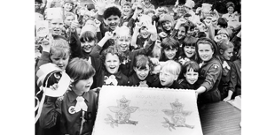 Coombeshead School celebrating Brownies' 75th anniversary in 1989