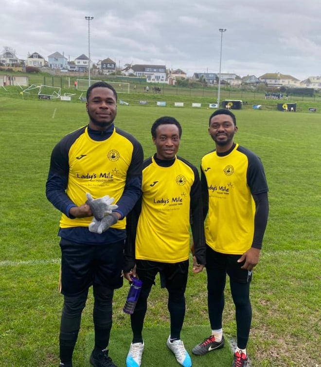 Mental health nurses at Langdon Hospital play with Dawlish United FC