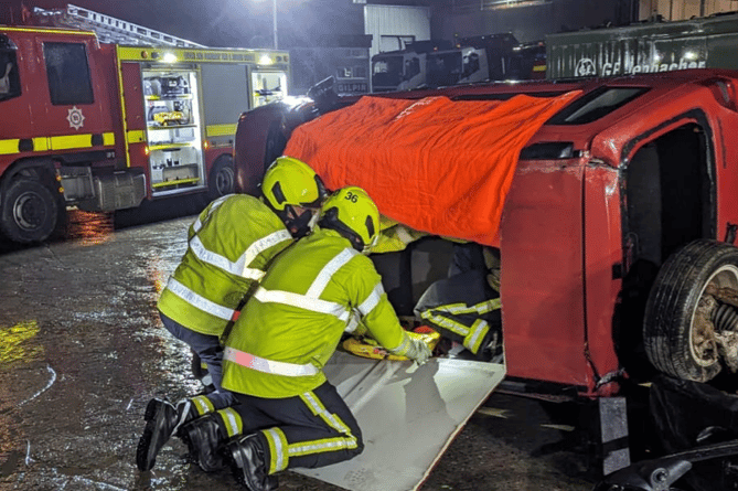 Newton Abbot Fire Station training night at Gilpins Demolition