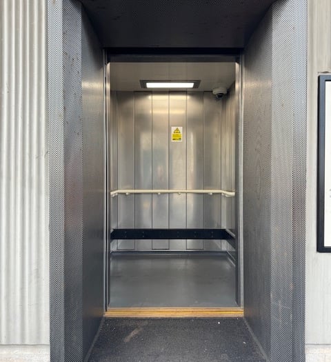 Station lift used as shelter for homeless man 