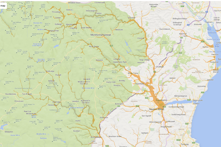 Map showing flood alert area