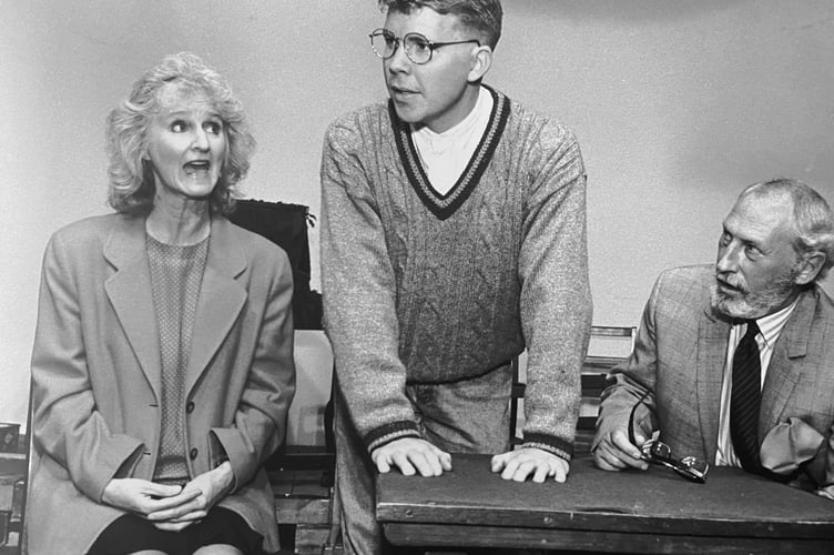 October 1995. Dawlish Rep were presenting Ten Times Table at the Shaftesbury Theatre in the town. From left: Penny Doyle as Helen, Chris Chappell as Eric and David Slough as Lawrence.