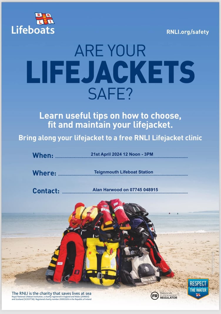 RNLI Teignmouth volunteers to hold free lifejacket clinic