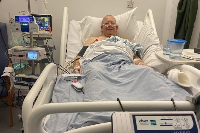Neil in hospital following his transplant 
